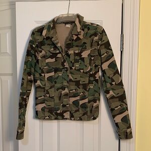 Camo Jean Jacket S Utility Jacket Lightweight Sparkle Buttons Military Hunter
